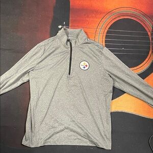 Steelers Gray Quarter-Zip Pullover with Logo - unisex